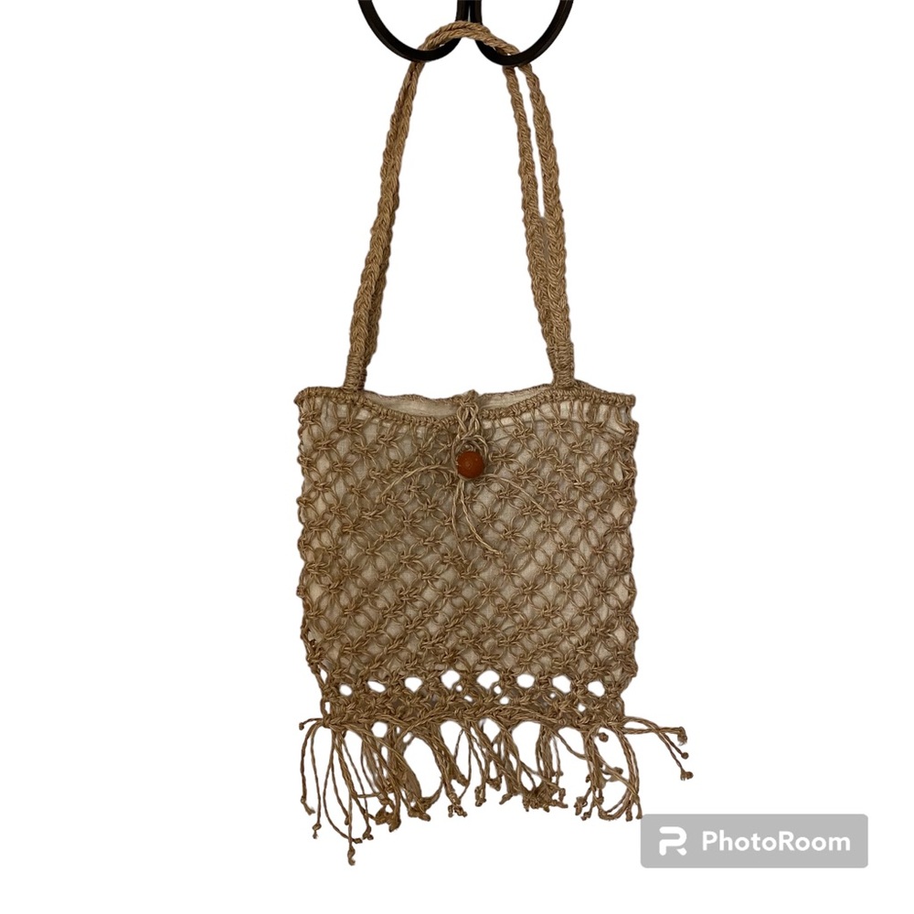 Vintage Raffia Macrame Handbag